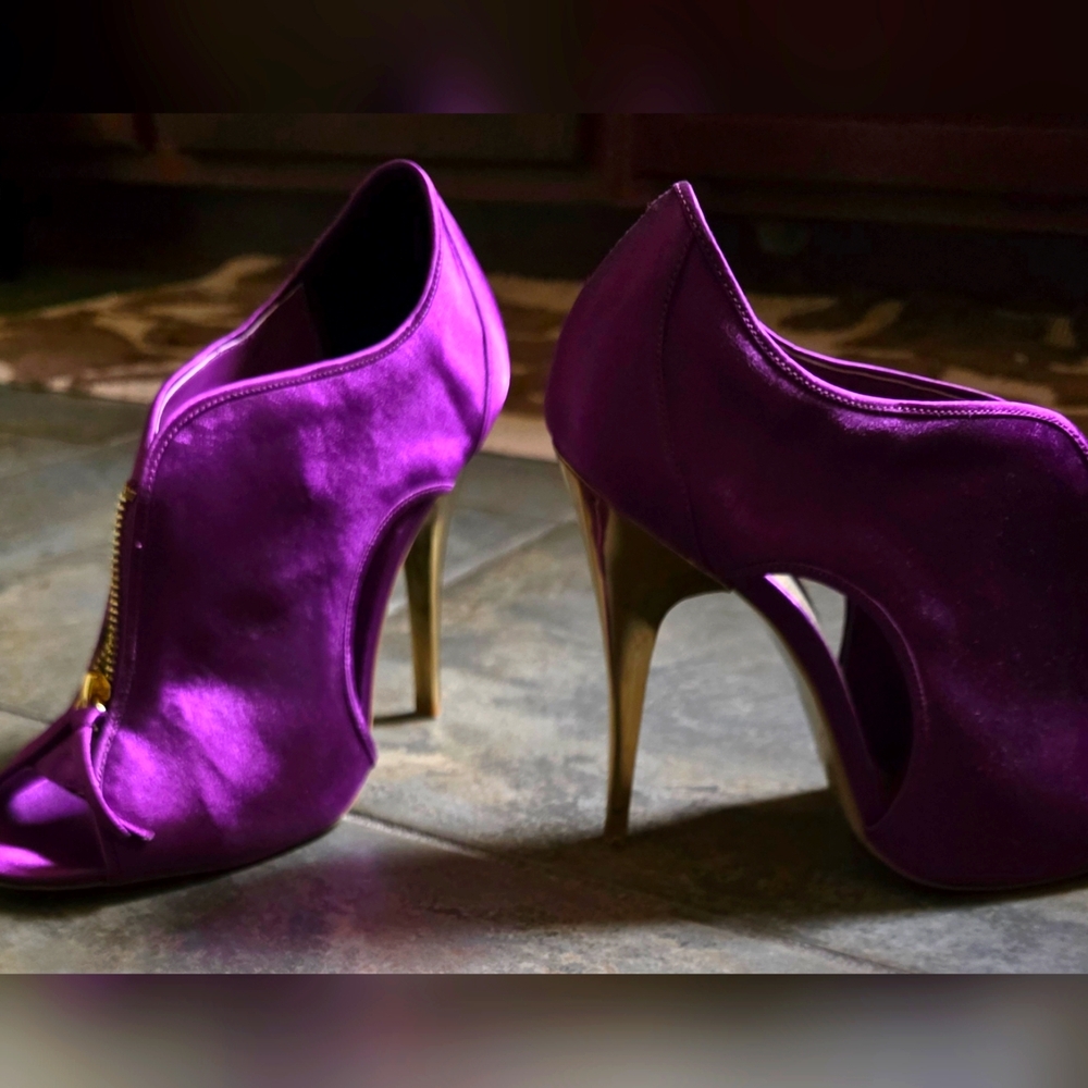 Elegant Satin Purple High Heels